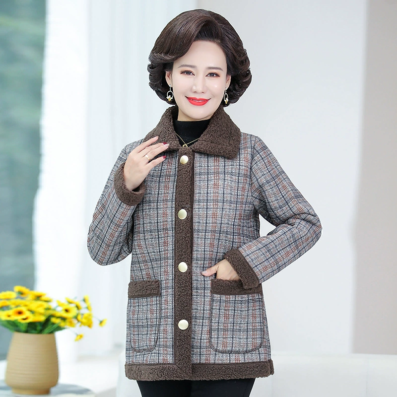 Fleece velvet down jacket, for middle age, western style, increased thickness, plus size