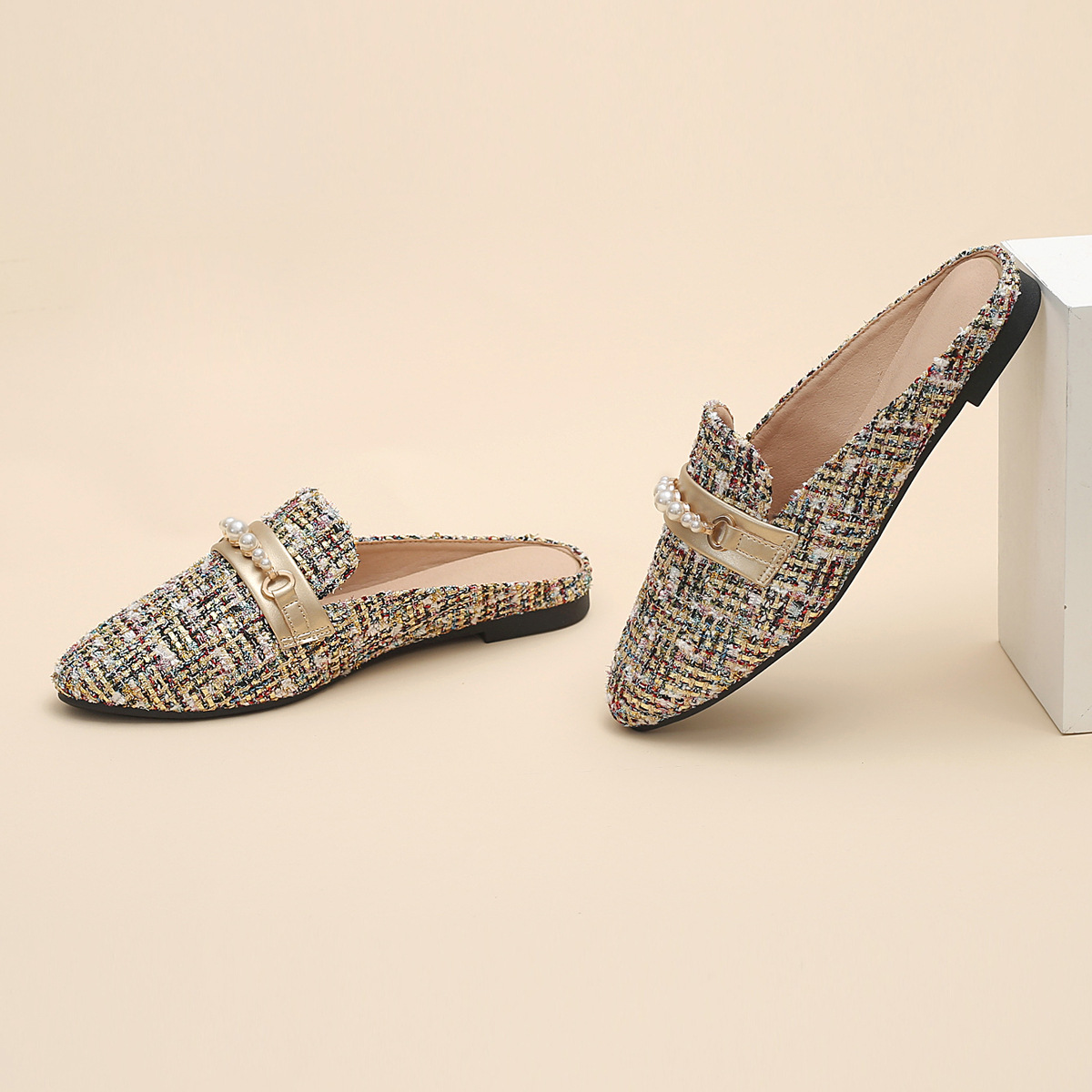 Fragrance style outside wear pointy toe half drag flat heel shoes lazy plus size fashion all-match cross-border foreign trade wholesale_voghion.com