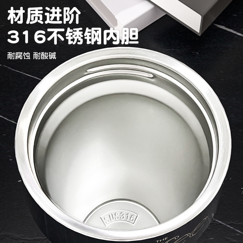 ポータブル二重飲み口コーヒーカップ、ビジネス用ロープ付き二重飲み口カップ、316ステンレス鋼内側スプレーコーティング断熱真空軽量カップ|undefined