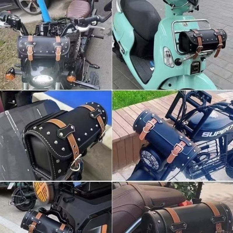 Retro motorcycle rear tail bag, tool bag, universal for electric scooters, scooter rear seat modification, front bag, waterproof