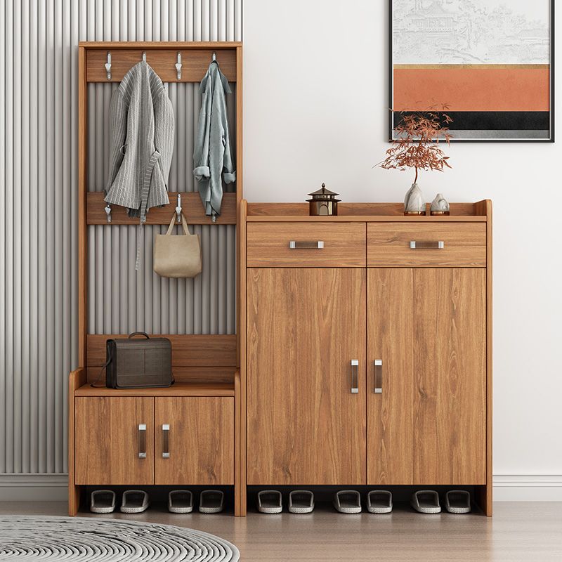 Shoe Cabinet for Home Entrance Foyer Storage Cabinet Large Capacity Entry Shoe Rack Wall-Mounted Entryway Cabinet Coat Rack