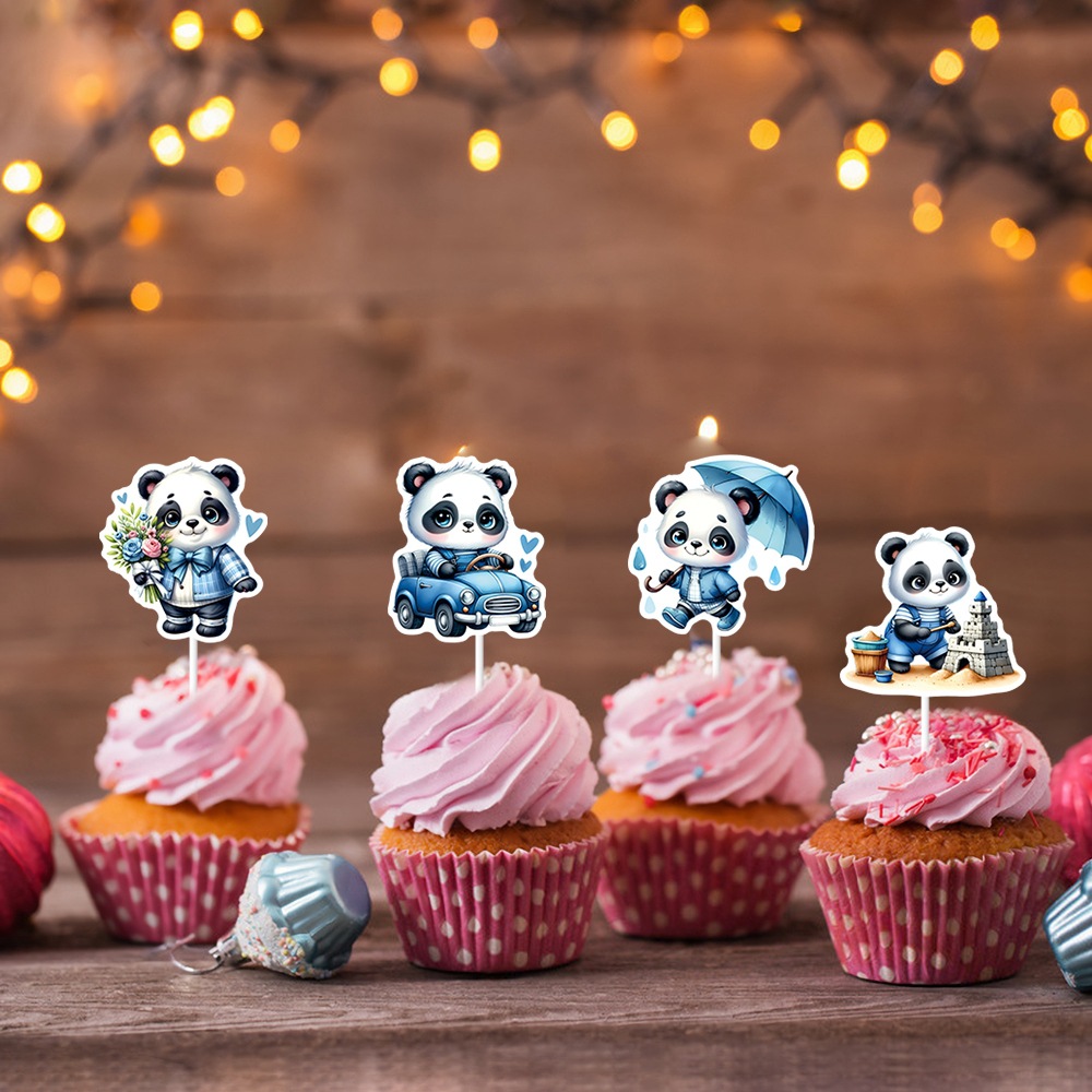 Nuevo producto Decoración de cumpleaños Panda Cake Plugin Dibujos animados Creative Panda baby shower Cake Tarjeta pequeña