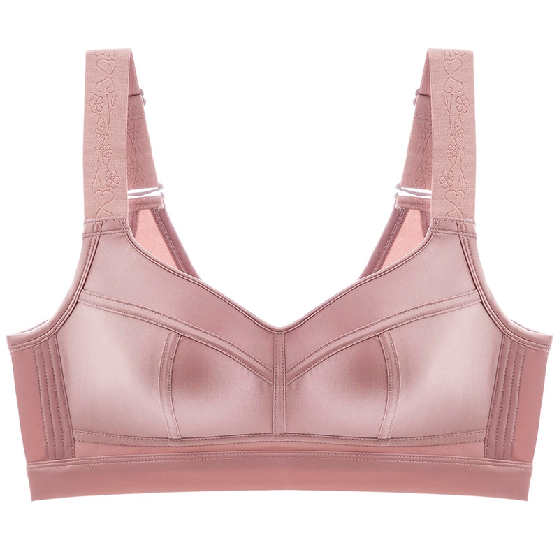 Glossy Satin Bra, Plus Size, Wide Adjustable Straps, Sizes 34–52 (C–E)