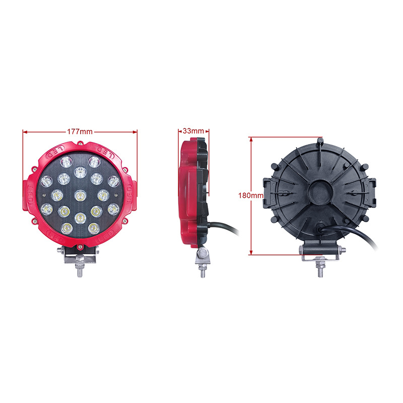 Luz de trabajo LED redonda de 7 pulgadas y 51W, luz para automóvil, luz para vehículo todoterreno, luz para montacargas, luz para vehículo de ingeniería, luz para camión, súper brillante.