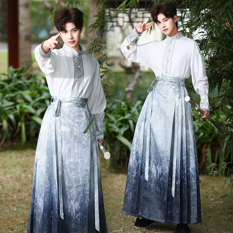 Реальная стрельба в национальном стиле Hanfu Han Элементы вышитые цветы с длинными рукавами