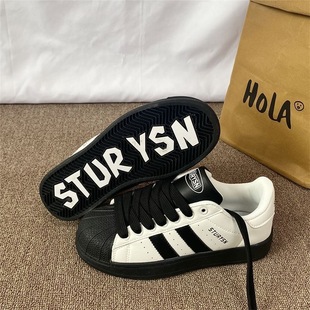 Shell Head Sneakers Female Students Korean Style 2025 New Arrival Harajuku Fashionable Niche Classic All-Match Casual Bread Shoes Summer