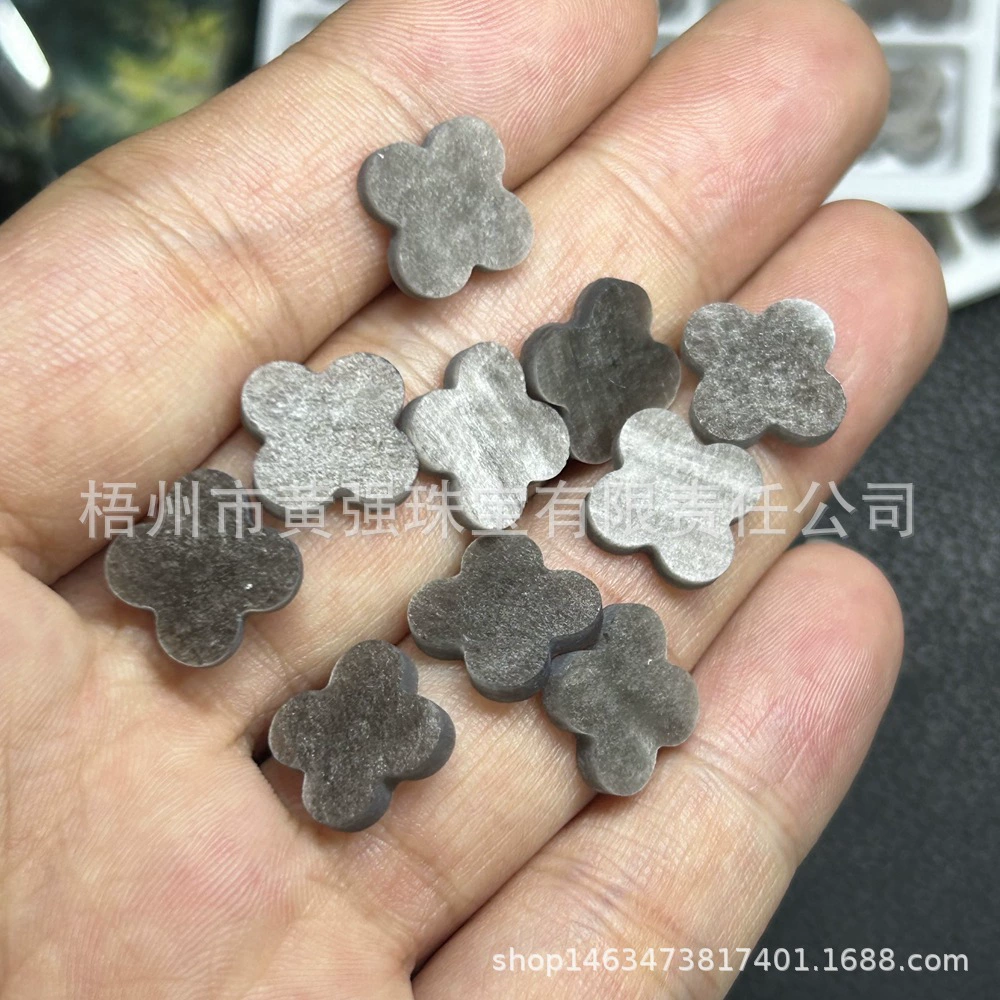 Дубай новые золотые товары качество натурального серебра обсидиан четырехлистный клевер Питер камень Обнаженный Камень четырехлистный клевер ожерелье