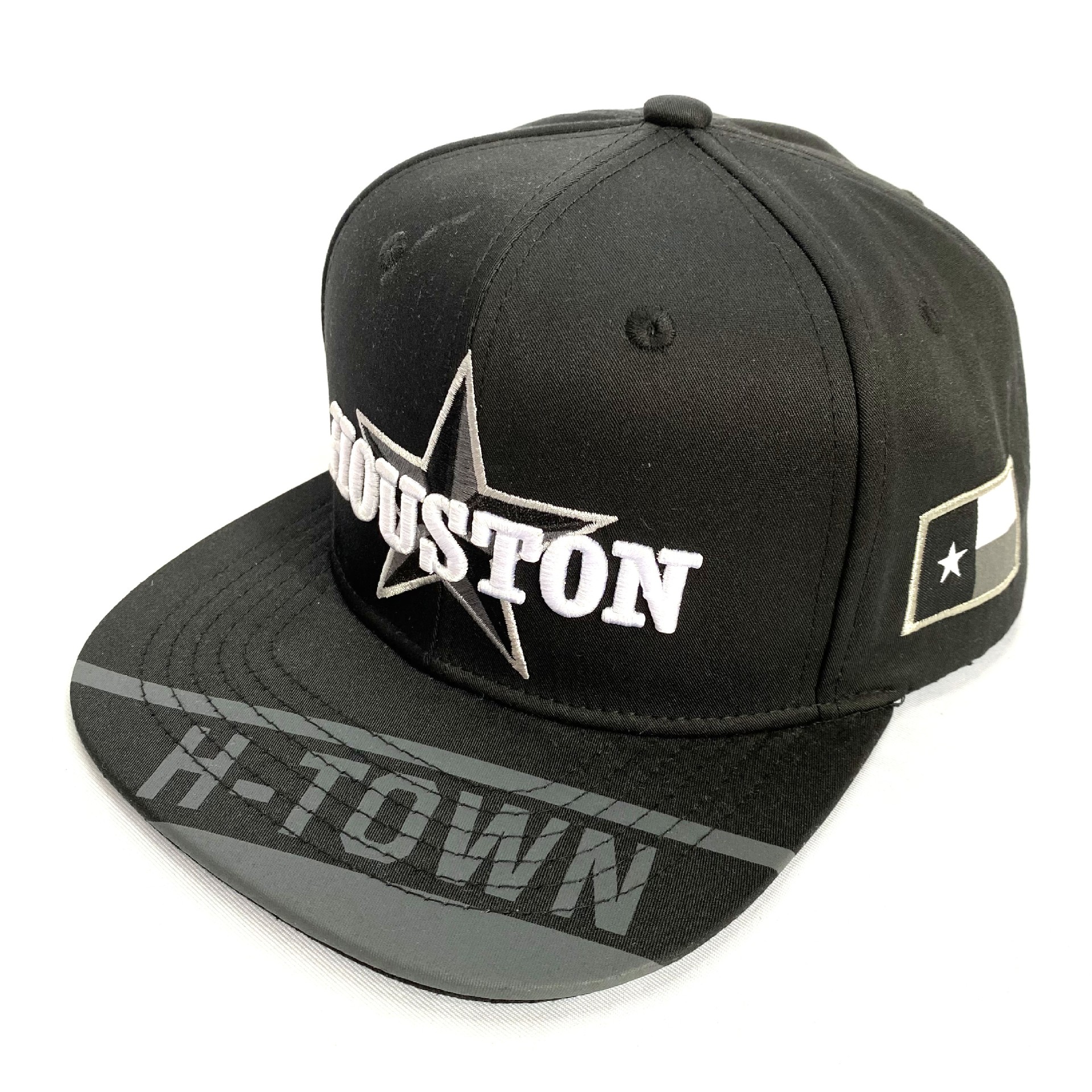 American houston logo personalizado ala cuadrada calle transfronteriza profundización sombrero de ala plana ajustable techo rígido hip hop