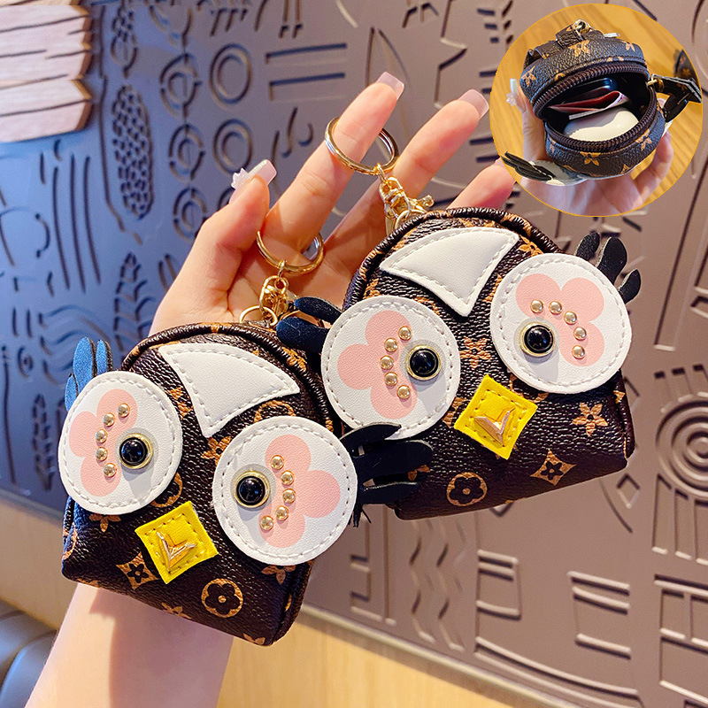 Estilo coreano celebridad Internet LVs pequeña cartera linda chica corazón búho mini mochila estudiante monedero