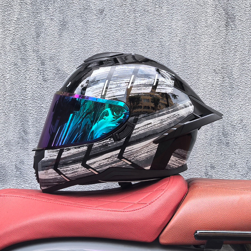 Casco integral transfronterizo DOT de la versión mejorada de LVS con doble lente para hombres, casco de seguridad universal para todas las estaciones para motociclistas femeninas, casco de motocicleta con doble lente.