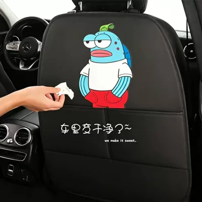 Car anti-kick mat, children's seat Chair back anti-kick pad - long-anti-kick-pad-bikini-bottom-blue-fish-one-piece