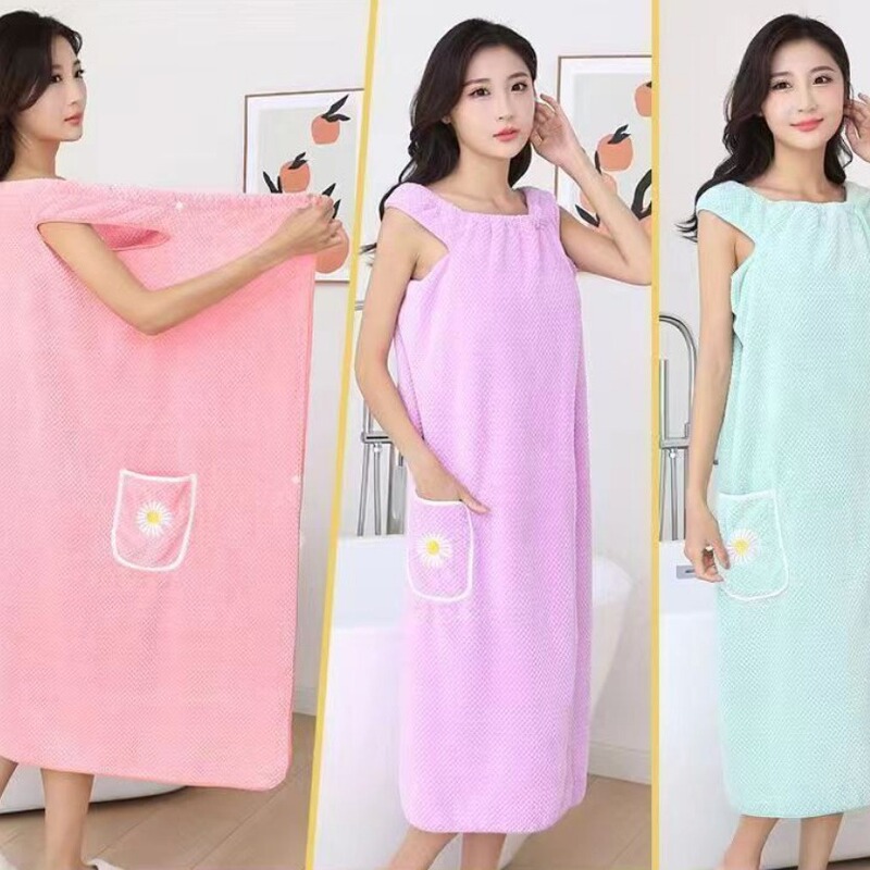 Bath Skirt Can Be Worn with Bath Towel, Bathrobe, Women's Sling Bath Towel, Absorbent and Thickeneded, Large Long Wearable Vest Bath Skirt