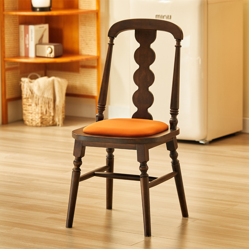 Silla de comedor francesa retro silla de madera maciza silla de respaldo silla de mesa de comedor americana silla de diseño silla de comedor