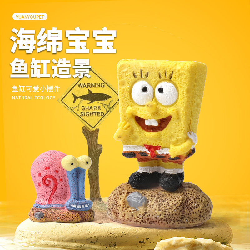 Fish tank landscape spongebob house pineapple house cartoon large size figure decorative set hideaway house aquarium decoration kit