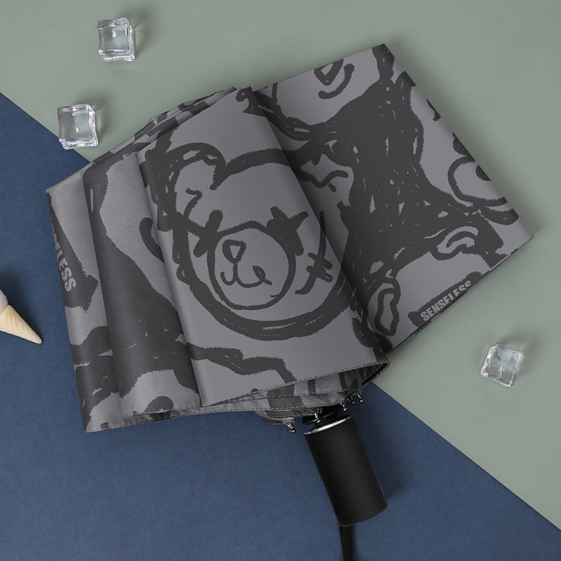 Abstinence Umbrella Women Ins Harajuku Wind Automatic Sunny and Rainy Dual-Use Folding Sun Umbrella Personalized Trendy Sunshade Umbrella for Men