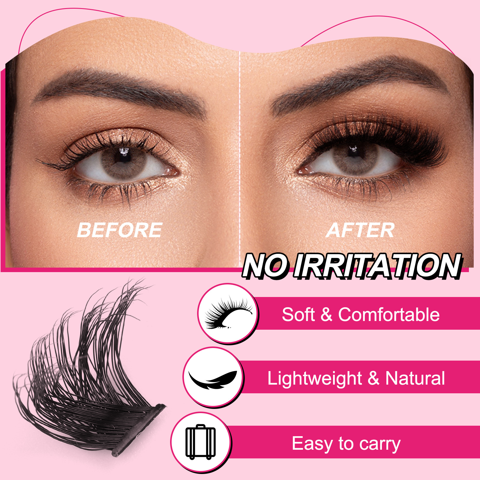 Cross border hot selling 80D100D single cluster false eyelashes set DIY segmented European and American natural thick D curved eyelashes_voghion.com
