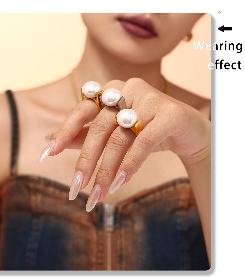 French Luxury Imitation Pearl Ring For Women In Titanium Steel_voghion.com