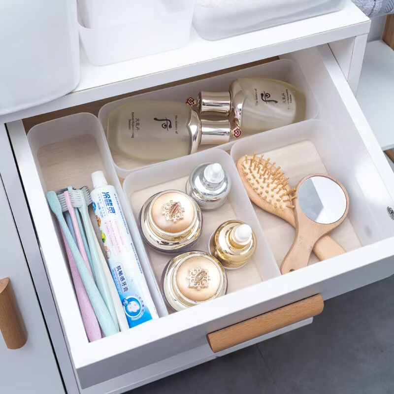 日本製デスクトップ化粧品収納ボックス透明つや消しプラスチックコンビネーションセット収納ボックス分類引き出し整理ボックス|undefined