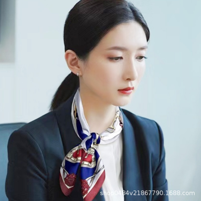 韓国版の新しいレトロな日焼け止め銀行小さなシルクスカーフプロフェッショナル多用途小さな正方形スカーフ女性の装飾スカーフヘッドバンド|undefined