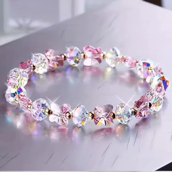 Foreign Trade Cross-Border Butterfly Crystal Bracelet for Women, High-End Fashion Bracelet Jewelry, Fresh and Sweet Crystal Bracelet Jewelry