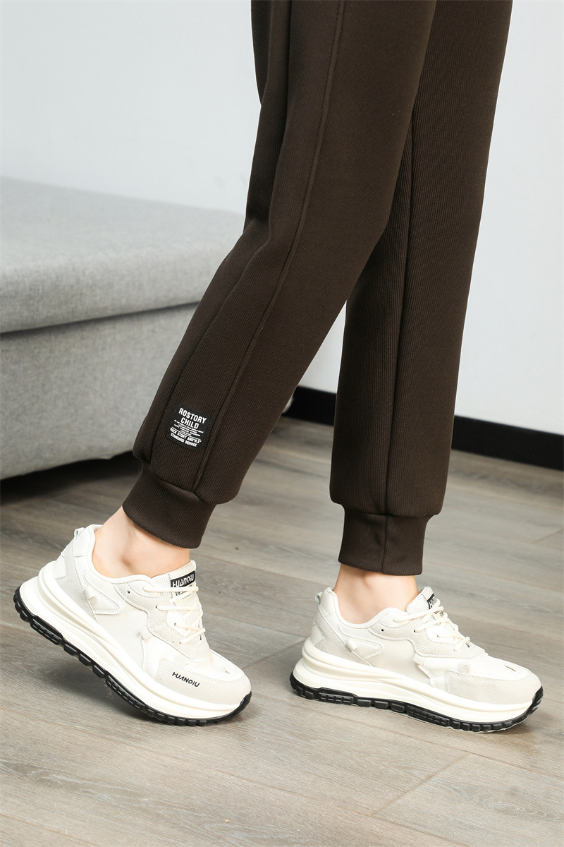 法米姿 羊羔绒运动加绒裤女新款加厚卫裤高腰显瘦束脚休闲裤哈伦