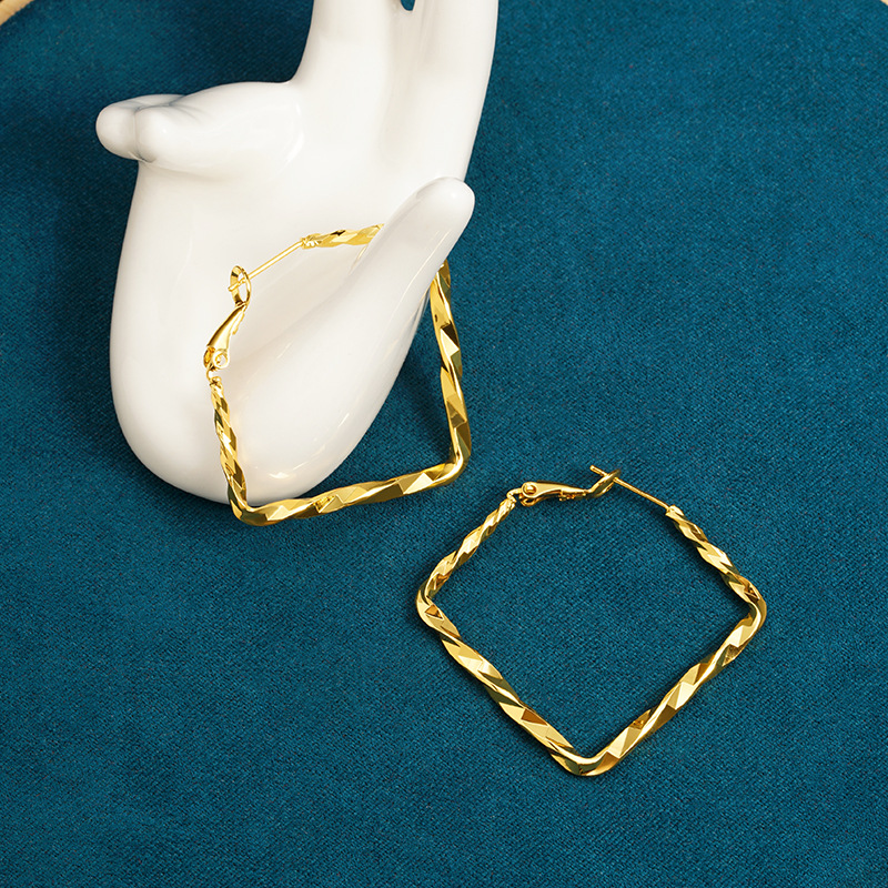 Nuevos aretes de oro vietnamitas lujosos exagerados círculos geométricos irregulares aretes para mujeres joyerías de alta calidad
