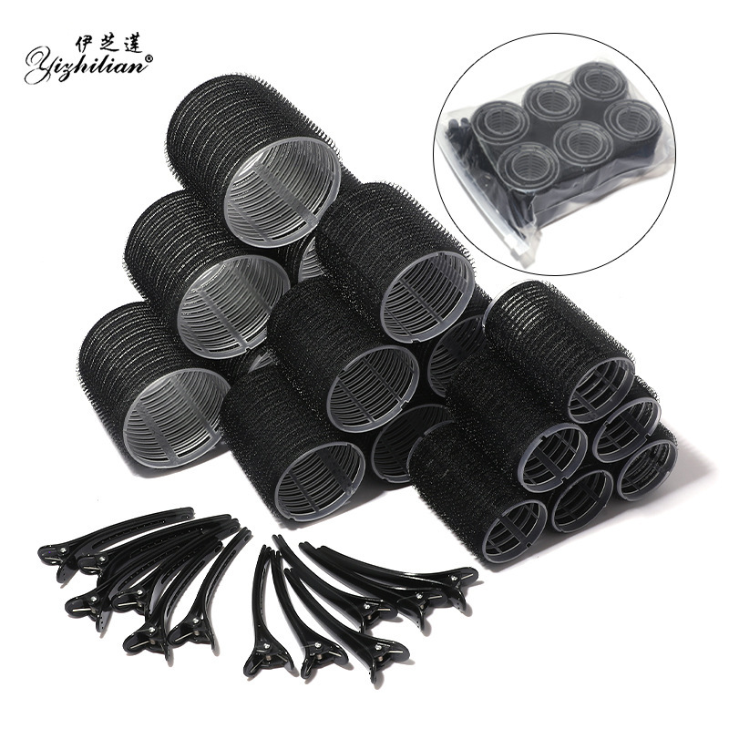 Black transparent curly self-adhesive bangs with velcro