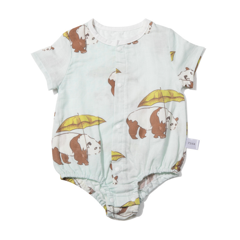 Muslin ropa de pedo de estilo fino para recién nacidos, mameluco de doble capa de algodón de bambú, mameluco de una pieza, ropa de escalada, ropa