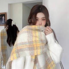 秋冬美拉德高级氛围感仿羊绒围巾男女情侣百搭学生保暖加厚围脖