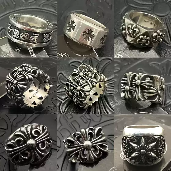 Trendy cross-border ring for men, Thai silver retro large ring, cross, antique and non fading, niche high-end feeling batch