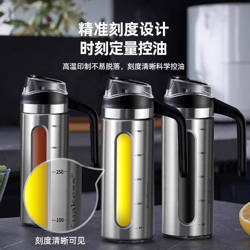 La olla de aceite de acero inoxidable no cuelga el aceite, la botella de aceite para el hogar de la cocina, la botella de condimento de vinagre de salsa de soja, la lata de aceite de vidrio de grado alimenticio