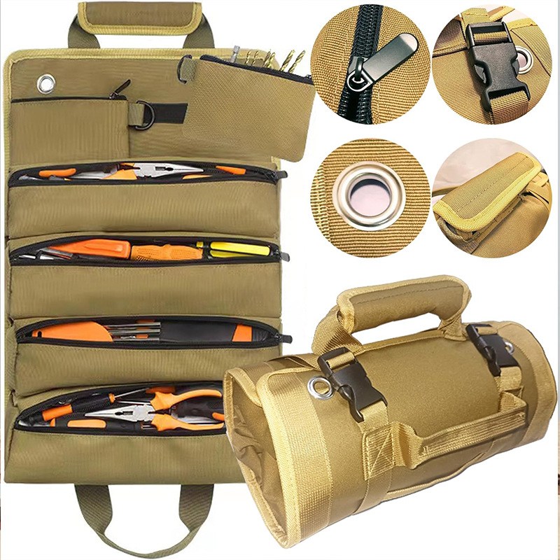 源头工厂亚马逊新款电工工具收纳袋6 个工具袋便捷手提工具卷袋