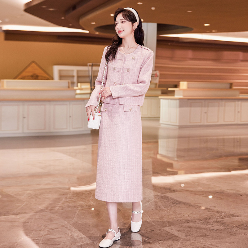 Women's fashion casual suit spring new Korean style women's coat + long skirt two-piece Y24002