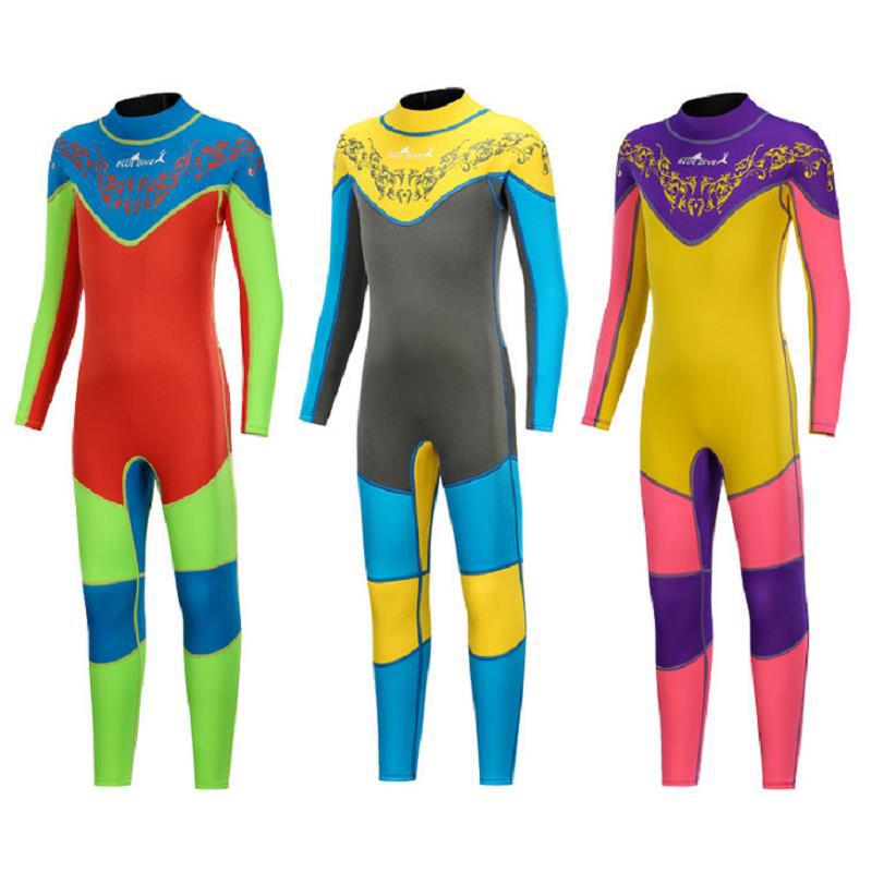 Children's Swimsuit Thickeneded Cold-Proof Wetsuit Medium and Large Kidsren's Long-Sleeved Long Pants One-Piece Boy and Girl Warm Swimsuit