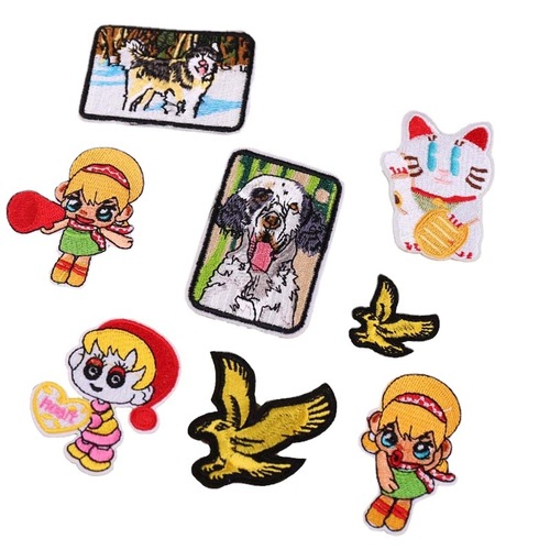 Embroidered patch with cute cartoon little girl design for clothing decoration