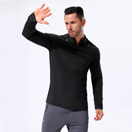lulu autumn and winter new men's sports small collar half-zip long-sleeved tops outdoor running fitness quick-drying clothes