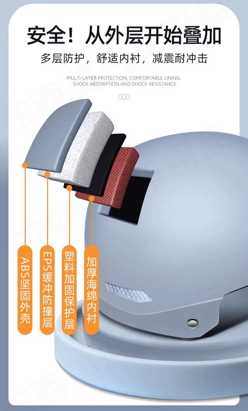 New National Standard 3C Electric Vehicle Half Helmet with Bear Design and HD Visor for Men and Women, Electric Motorcycle Commuting Safety Helmet