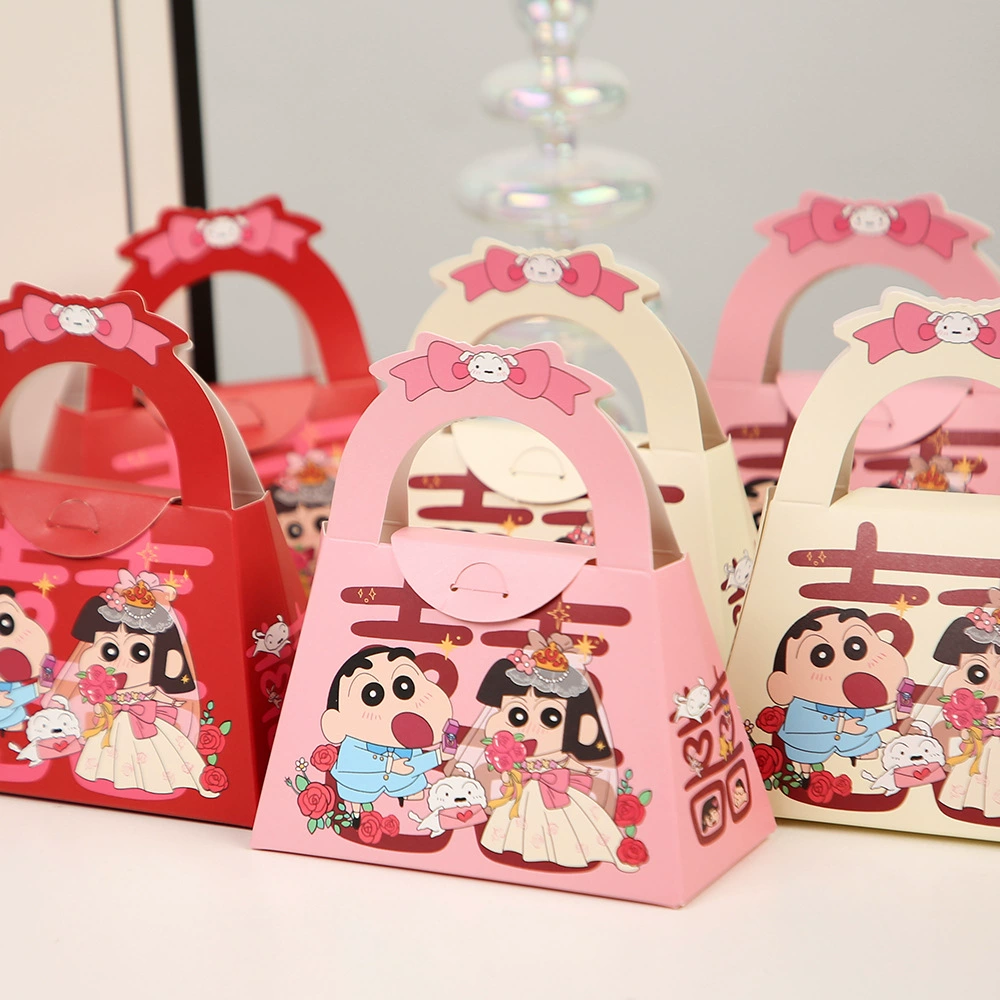 Новая подарочная коробка для конфет в стиле мультфильма «Шин-чан», креативная портативная сумка для конфет на свадьбу, милая коробка для конфет с ручной росписью для помолвки, бумажная коробка