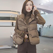 2025秋冬季新款女士美拉德风羽绒棉马甲保暖外套无袖坎肩马夹上衣