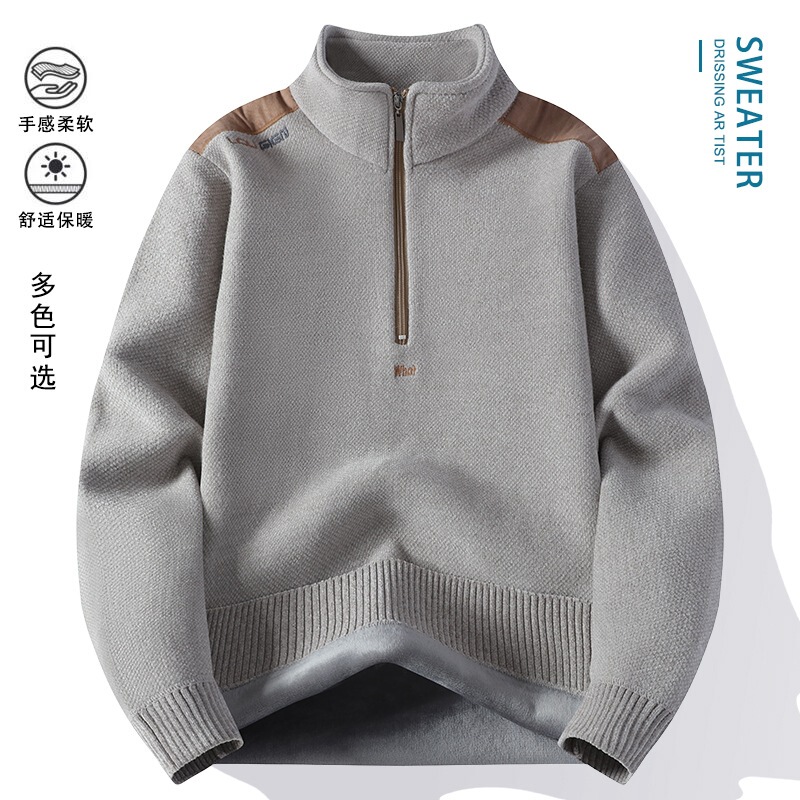 Cross-border generation of men's half zipper vests half high collar padded sweater autumn and winter new -991 Cross-border generation of men's half zipper vests half high collar padded sweater autumn and winter new -991