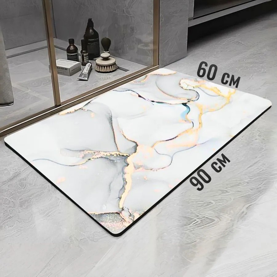 Light Luxury Style Bathroom Floor Mat, Water-Absorbent and Quick-Drying Diatom Mud Floor Mat, Household Bathroom Entrance Anti-Slip Mat, Cross-Border Wholesale
