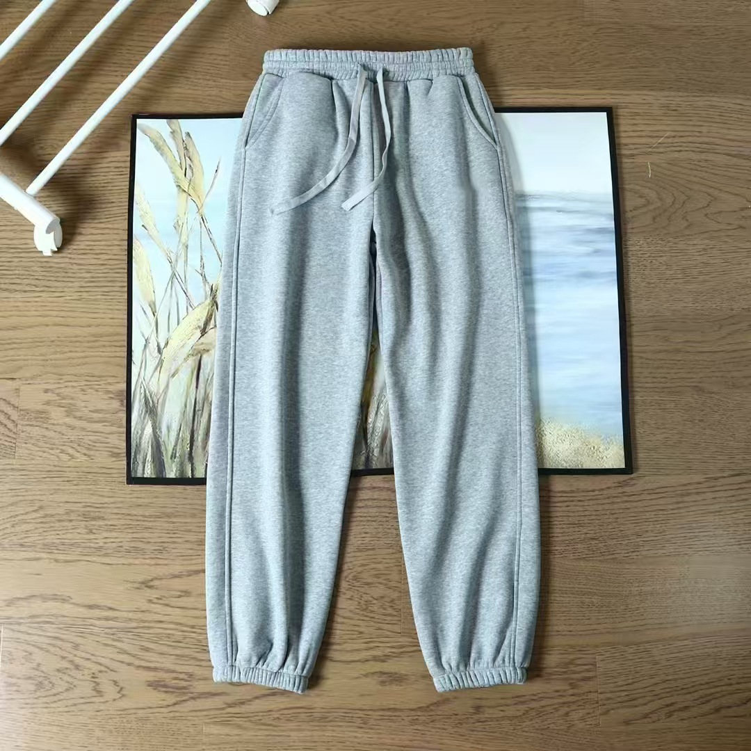 Cross-Border Dropshipping Versatile New Style Fleece-Lined Thickened Fashion Simple Sweatpants Harajuku Trendy Popular Artistic Style
