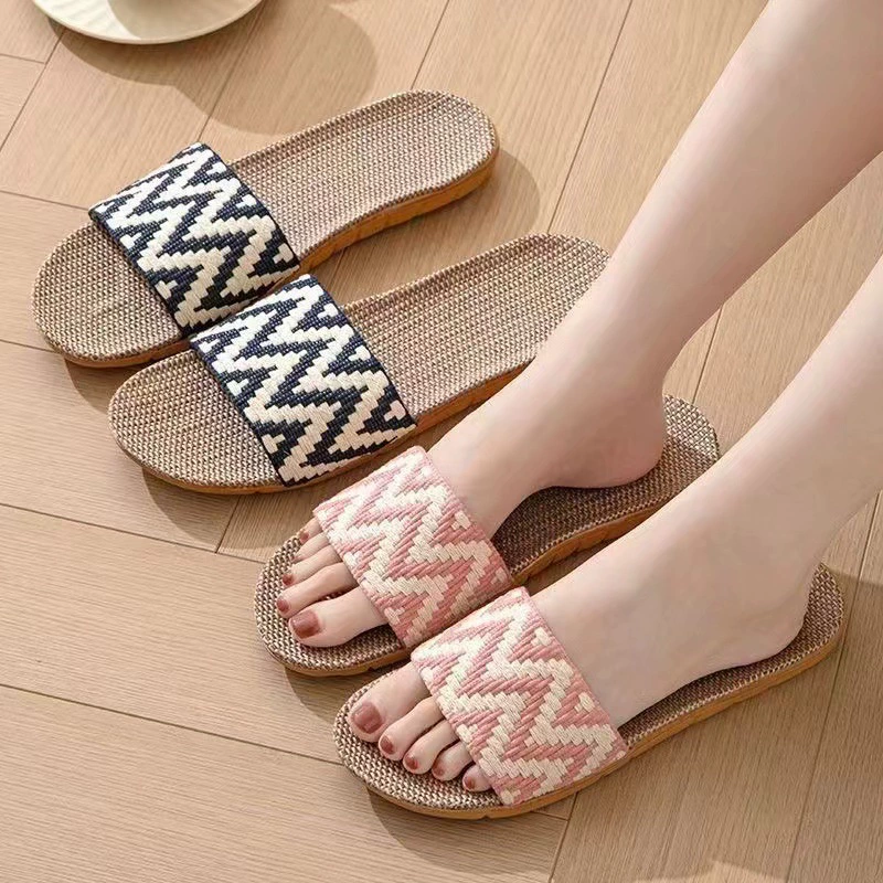 Льняные тапочки для дома пара крытый деревянный пол для дома противоскользящие мужчины с толстым дном для мужчин летом холодные тапочки оптом