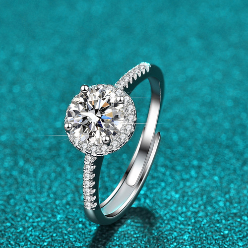 Live Stream Supply D Color Moissanite Ring for Women Pure Silver 1 Carat Multiple Styles Ins Six Claw Ring Manufacturer Wholesale