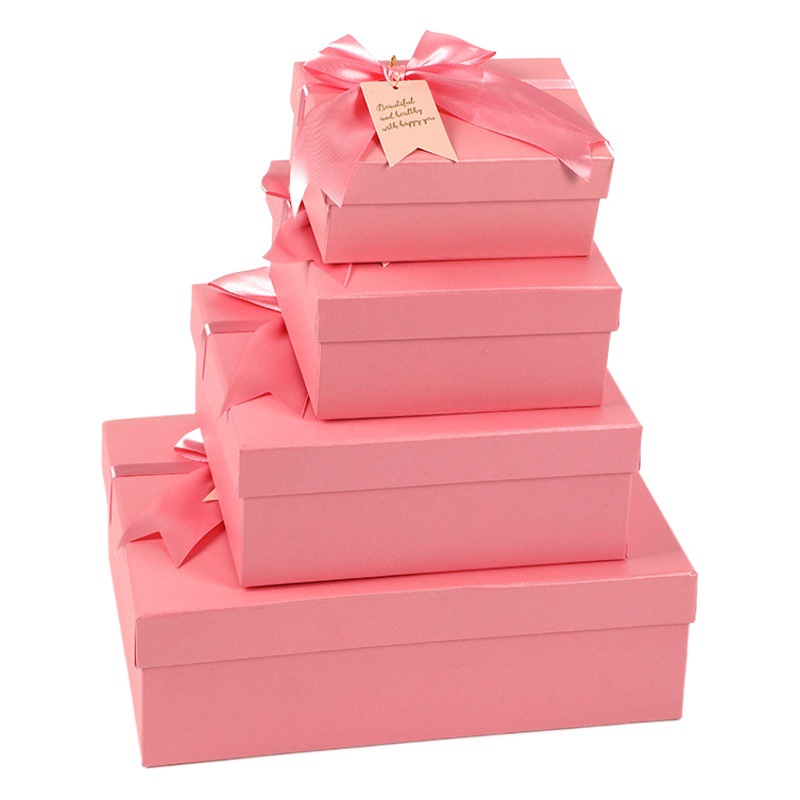 Spot al por mayor cubierta del cielo y la tierra caja de regalo de mano caja de embalaje de regalo de alta calidad caja de regalo de lazo rosa caja vacía