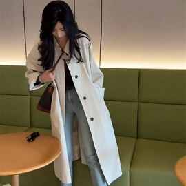 韩版时尚风衣外套女2026春新款松弛感通勤百搭双排扣长款大衣潮