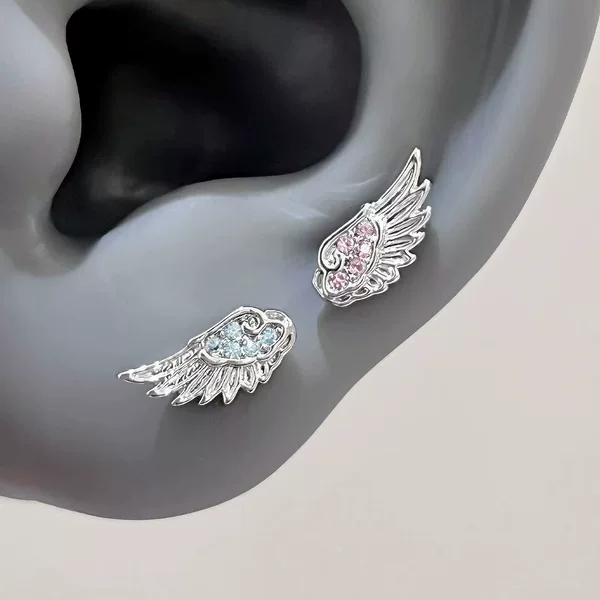 Angel Wings Ear Studs and Ear Cuffs, Atmospheric Children's Clothing Accessories