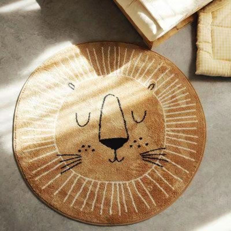 Factory price wholesale INS Nordic round bedroom children's room bedside blanket cartoon lion imitation cashmere hanging basket chair cushion