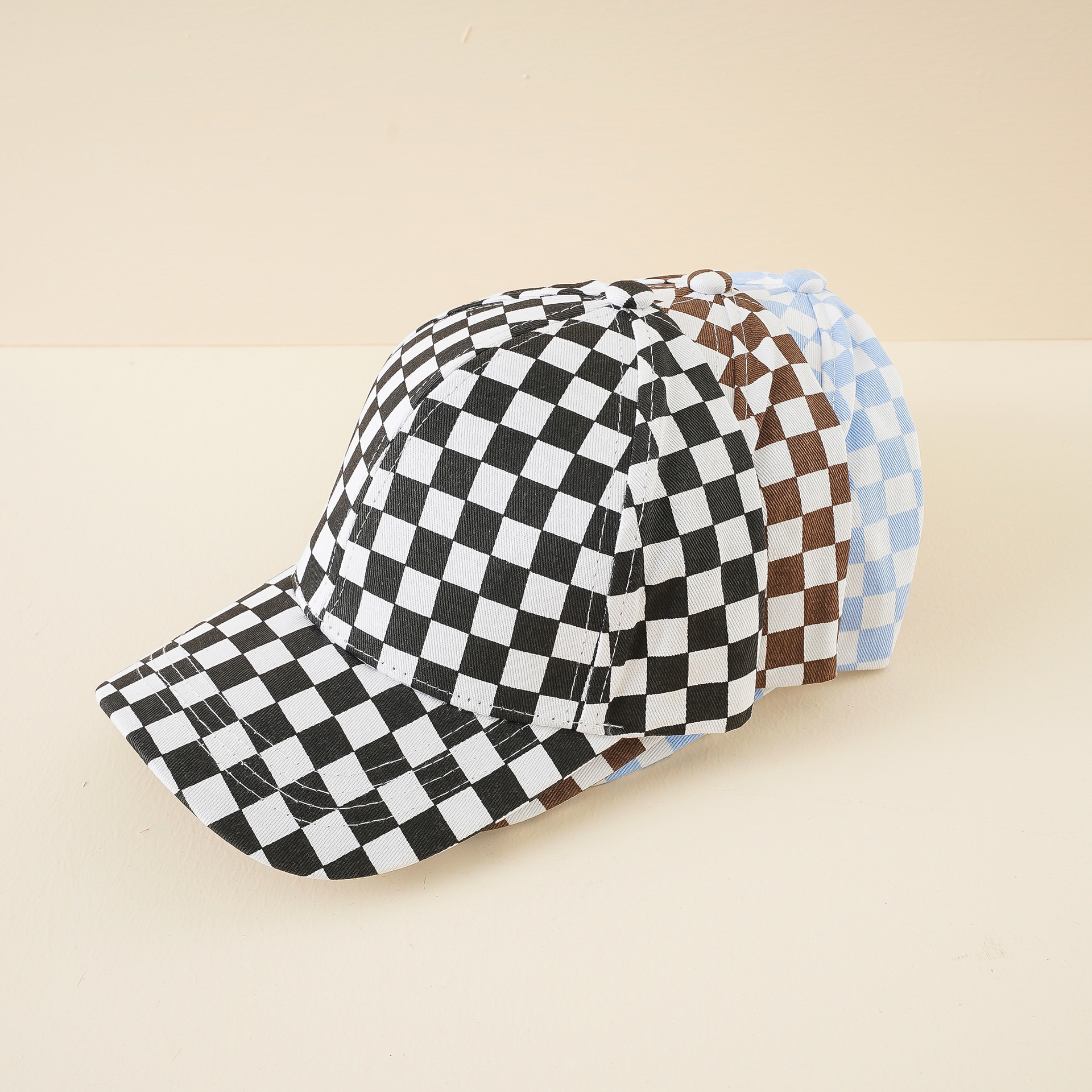 Tablero de béisbol a cuadros gorra femenina estilo coreano ins cara-mirando pequeña moda todo-Partido gorra de pico pareja masculina marca de moda sombrero para el sol