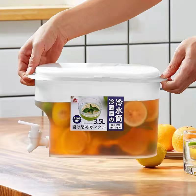 Jarra de agua fría de 3.5L para refrigerador, botella para preparar bebidas frías con limón, tetera para agua helada con grifo, jarra de agua fría para preparar bebidas frías y enfriar.